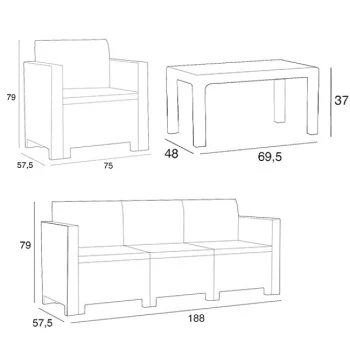 Baštenska garnitura Dakota 3 grafit-1 Baštenska garnitura Dakota 3 grafit-1